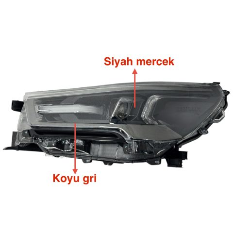 Toyota Hilux 21-24 Sol Far (mercekli/içi Koyu Gri/siyah Mercek)/ Hilux Yazılı-Invincible)